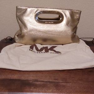 Michael Kors gold leather klutch